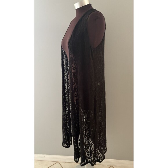 LuLaRoe Lace Open Front Duster Size S Black Cardigan Vest Rave Festival Witchy - Picture 4 of 14